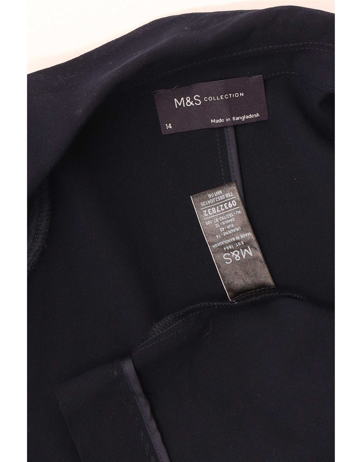Marks & Spencer Veste blazer ouverte à manches 3/4 pour femme UK 14 Bleu marine moyen