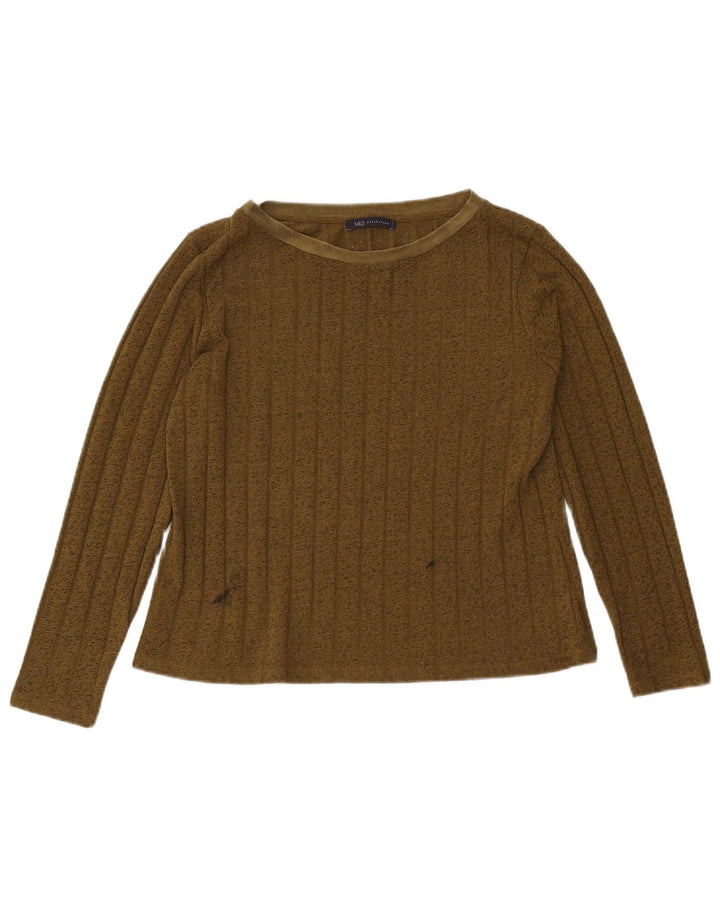 Marks & Spencer Haut à manches longues pour femme UK 12 Kaki moyen Polyester