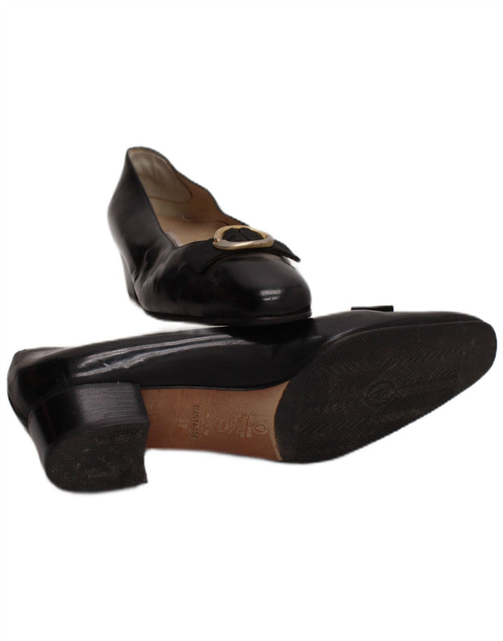 Valle Verde Ballerines plates en cuir pour femme Taille UK 6 Cuir noir