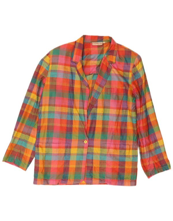 Express Veste Blazer 1 Bouton pour Femme UK 10 Petit Carreau Multicolore