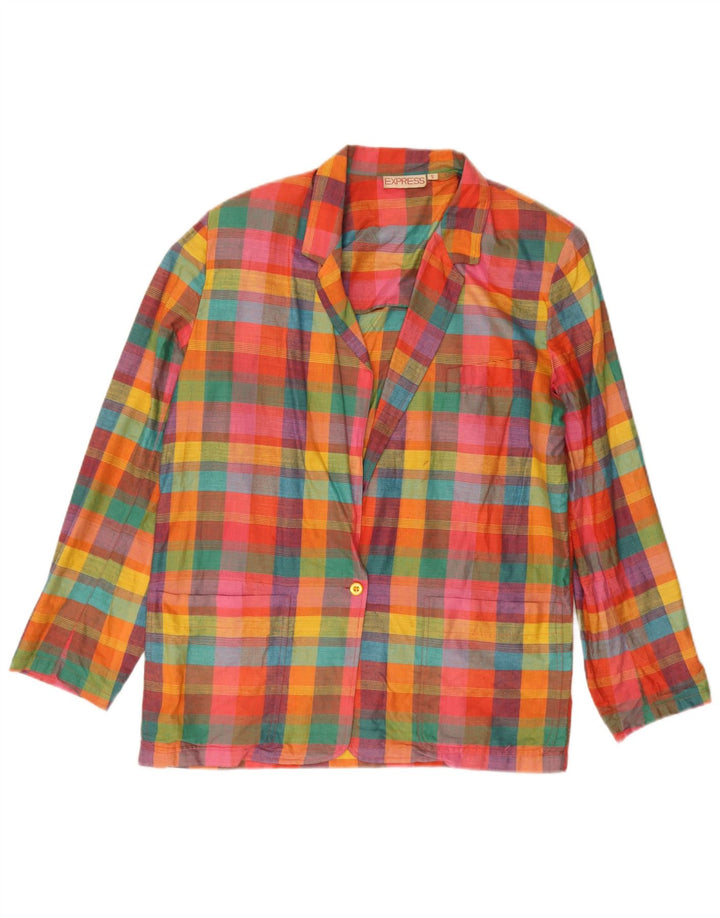 Express Veste Blazer 1 Bouton pour Femme UK 10 Petit Carreau Multicolore