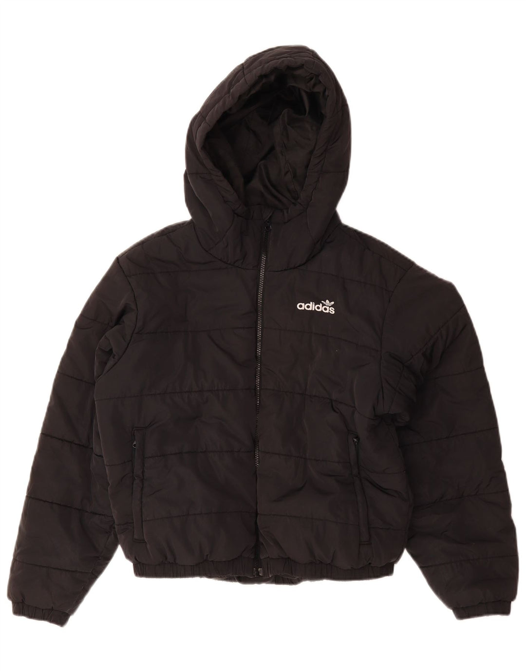 Adidas Veste matelassée à capuche surdimensionnée pour femme UK 10 Petit Noir