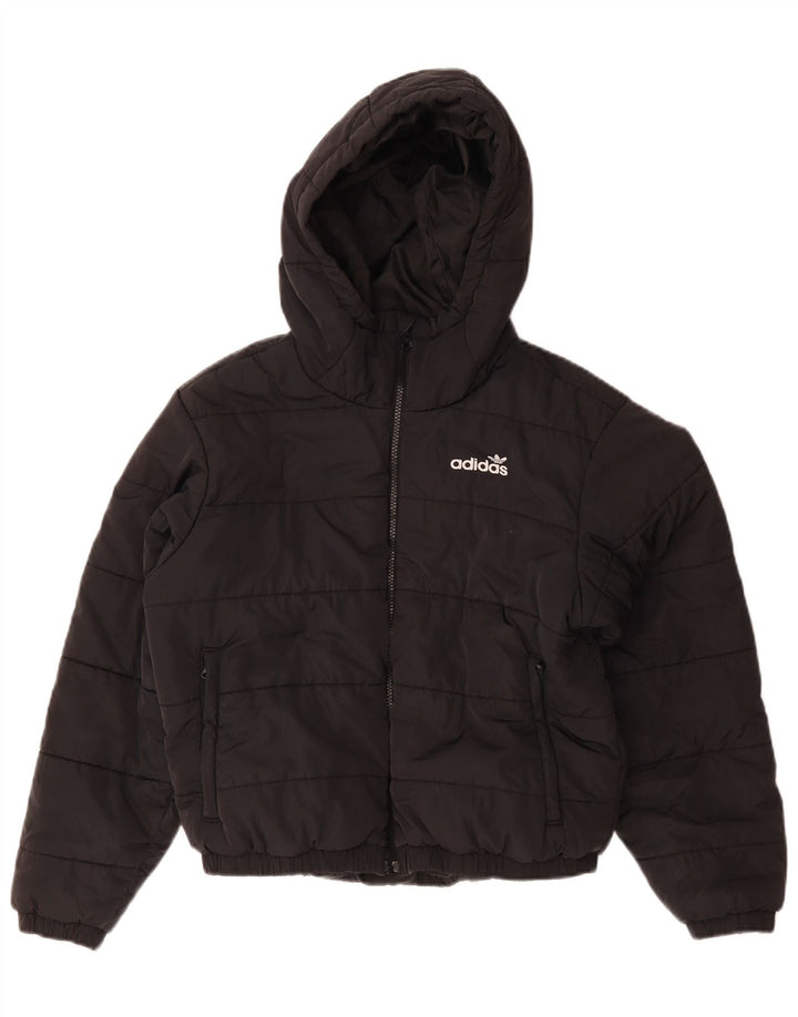 Adidas Veste matelassée à capuche surdimensionnée pour femme UK 10 Petit Noir