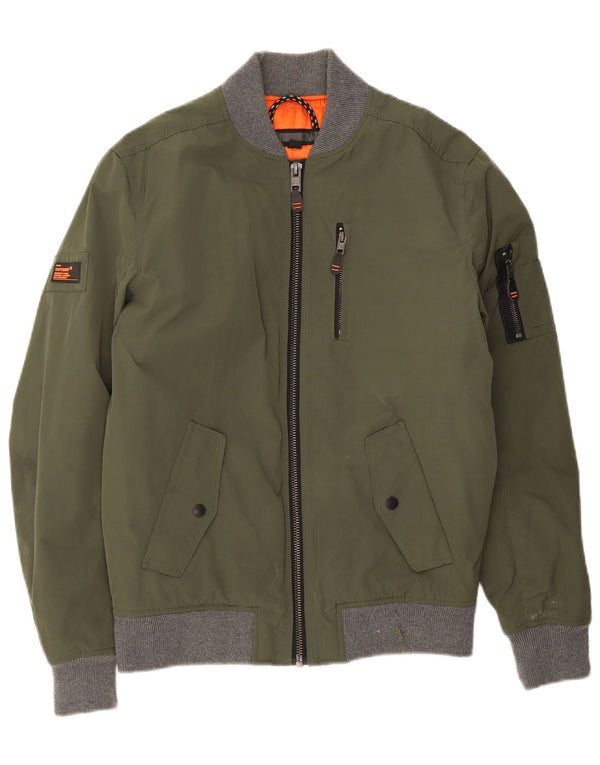 Superdry Veste Bomber Homme UK 38 Polyester Colorblock Vert Moyen
