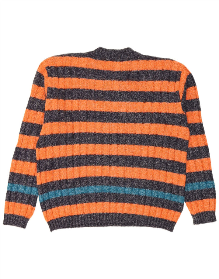 Levi's Pull Col V Homme Petite Laine d'Alpaga Rayée Orange