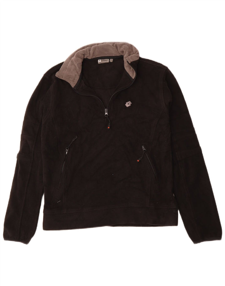 Lotto Pull polaire à col zippé pour femme UK 44 Large Noir Polyester