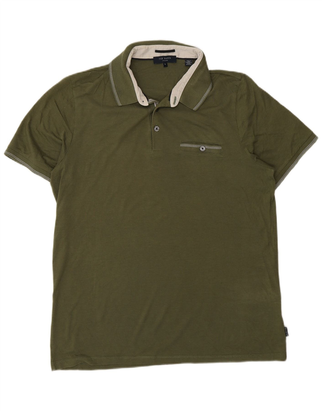Ted Baker Polo Homme Taille 4 Grand Kaki Coton