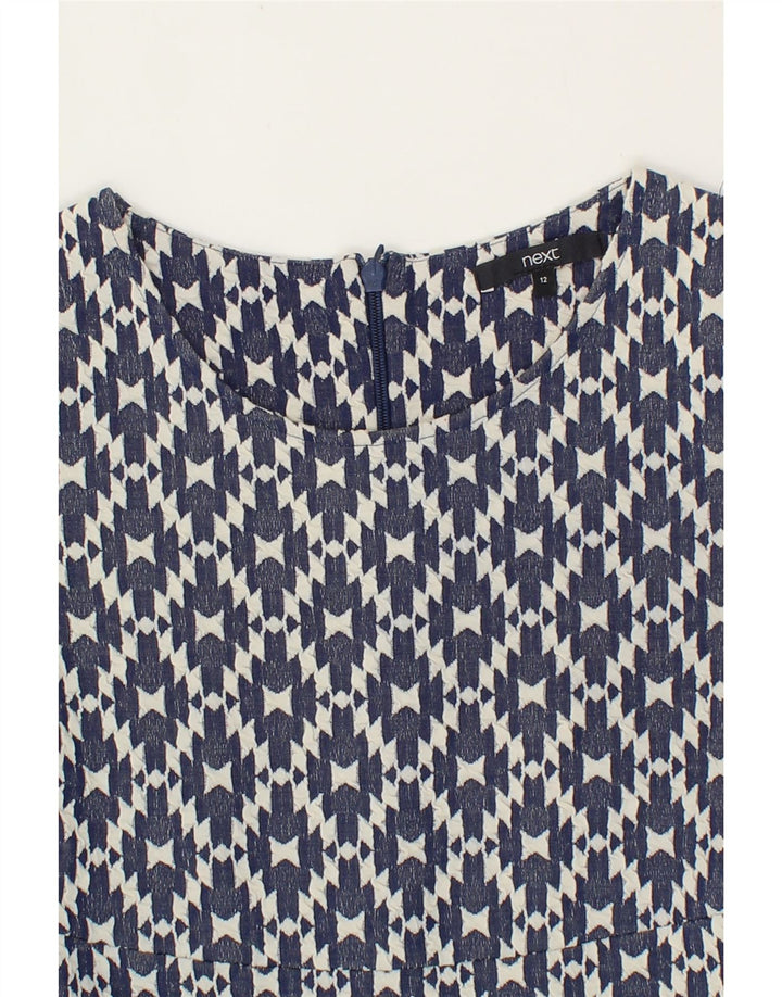 NEXT Womens A-Line Dress UK 12 Medium Navy Blue Ikat Cotton Vintage Next and Second-Hand Next from Messina Hembry 