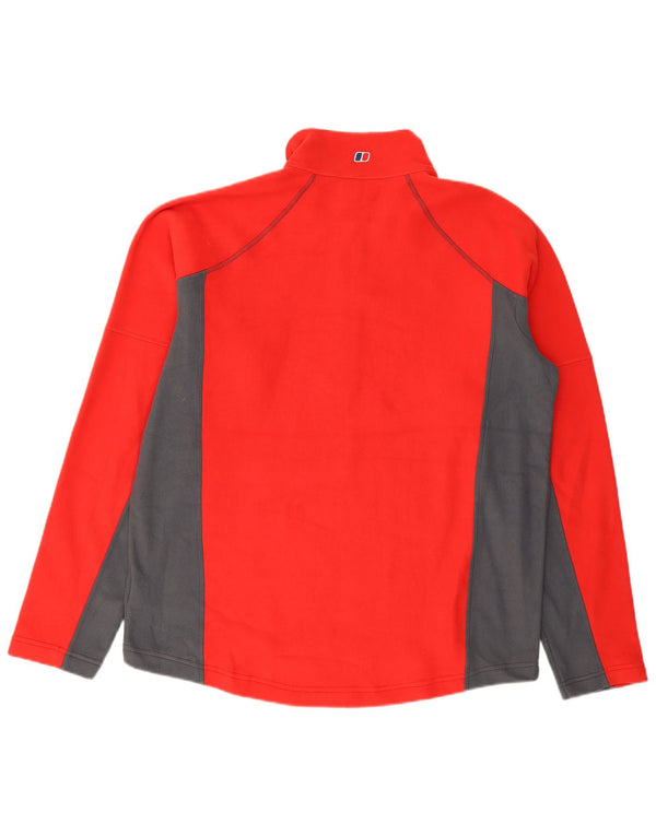 Berghaus Mens Zip Neck Fleece Jumper Large Red Colourblock Polyester