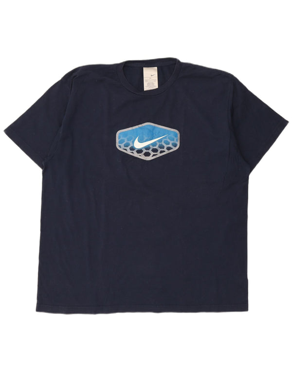 NIKE Mens Graphic T-Shirt Top UK 45/47 XL Navy Blue Cotton