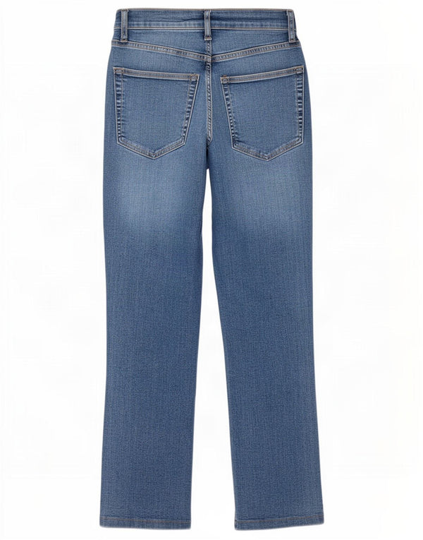 Zara Jean droit taille haute pour femme EU 34 2XS W24 L25 Bleu Coton