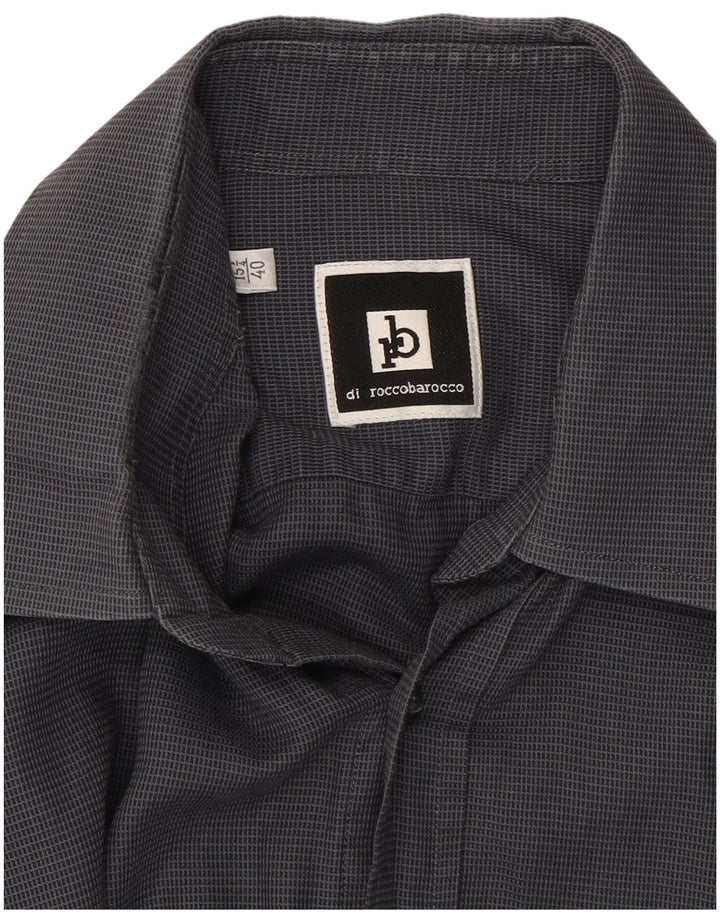 Roccobarocco Chemise Homme Taille 40 15 3/4 Coton à carreaux gris moyen