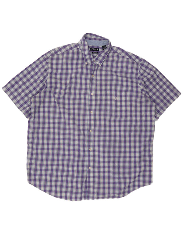Chaps Chemise à manches courtes pour homme 3XL en coton à carreaux violet