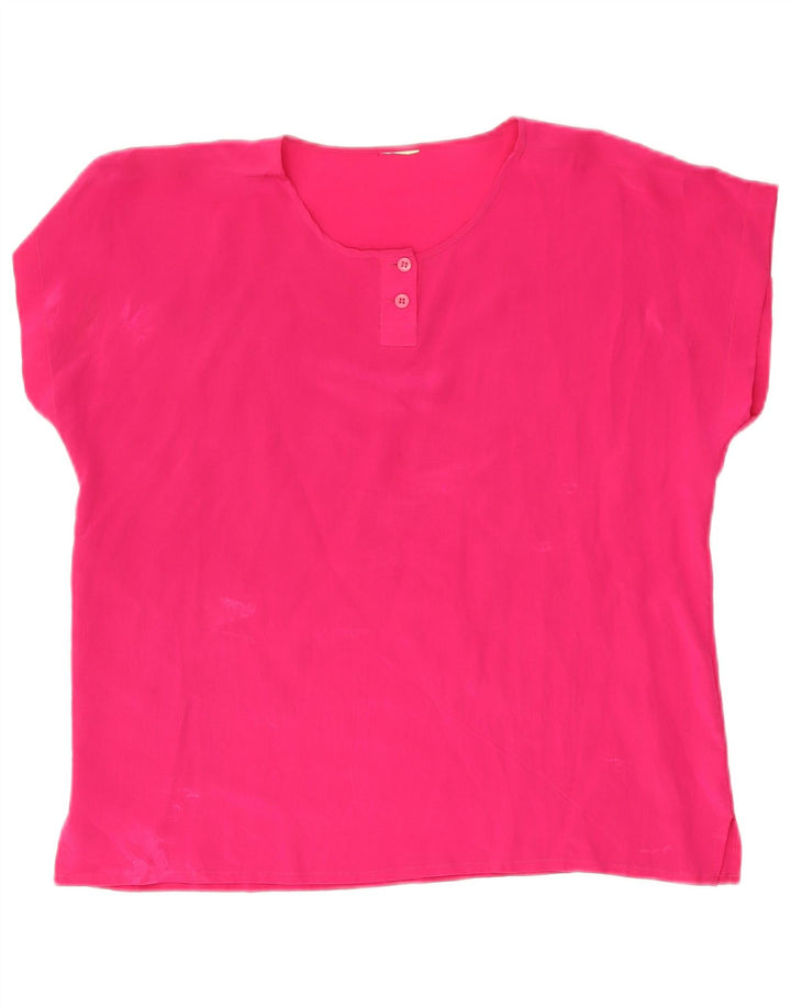 vintage Womens Blouse Top UK 16 Grande Soie Rose