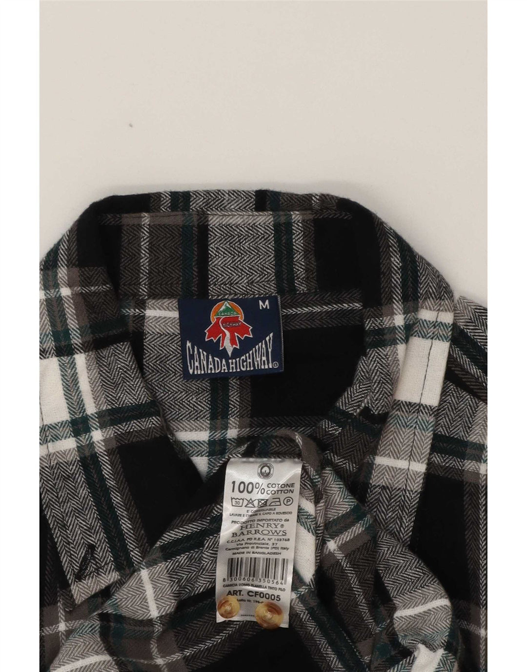 vintage Chemise en flanelle pour hommes Coton à carreaux noir moyen