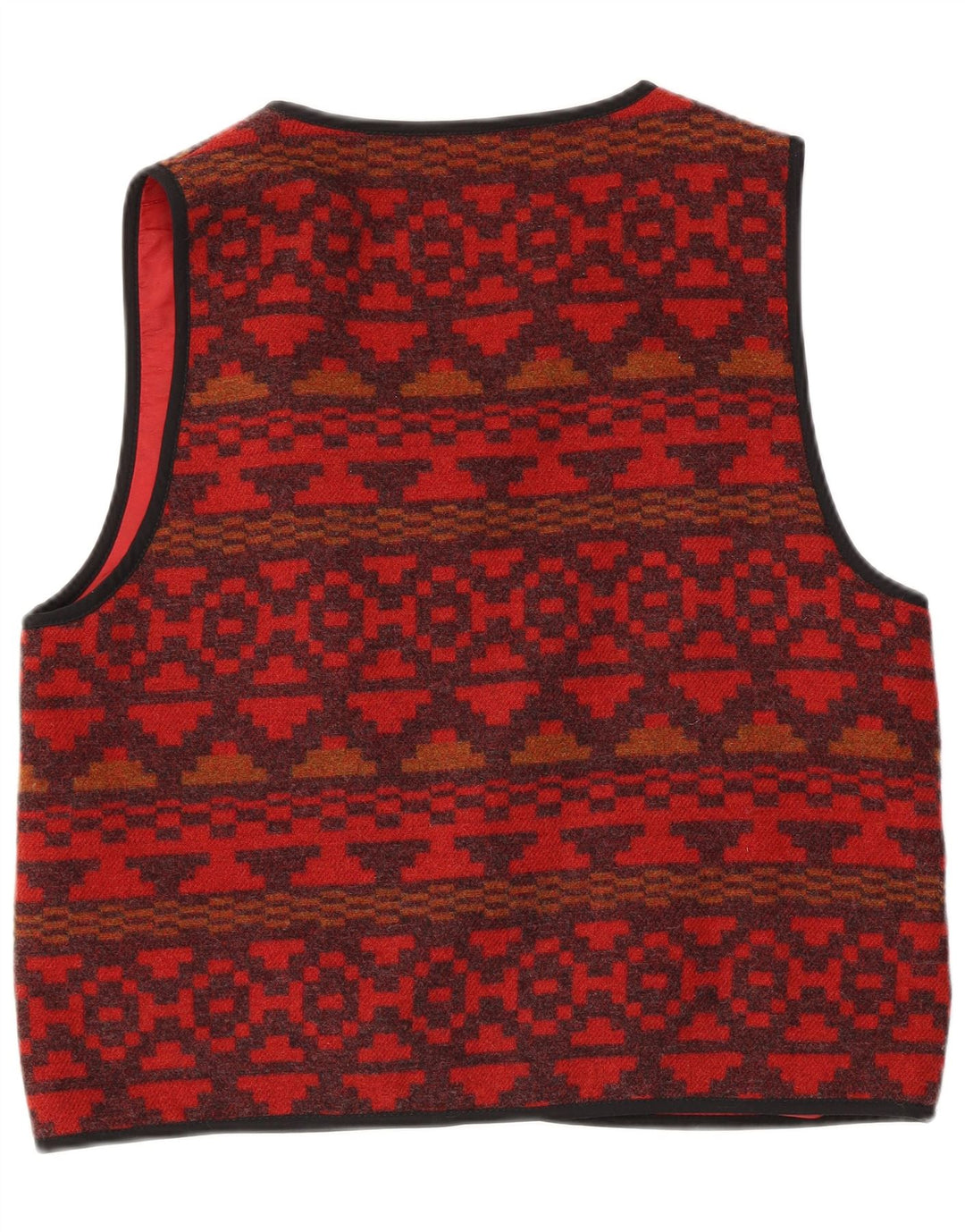 Pionier Gilet Homme Grand Rouge Géométrique Laine Aztèque