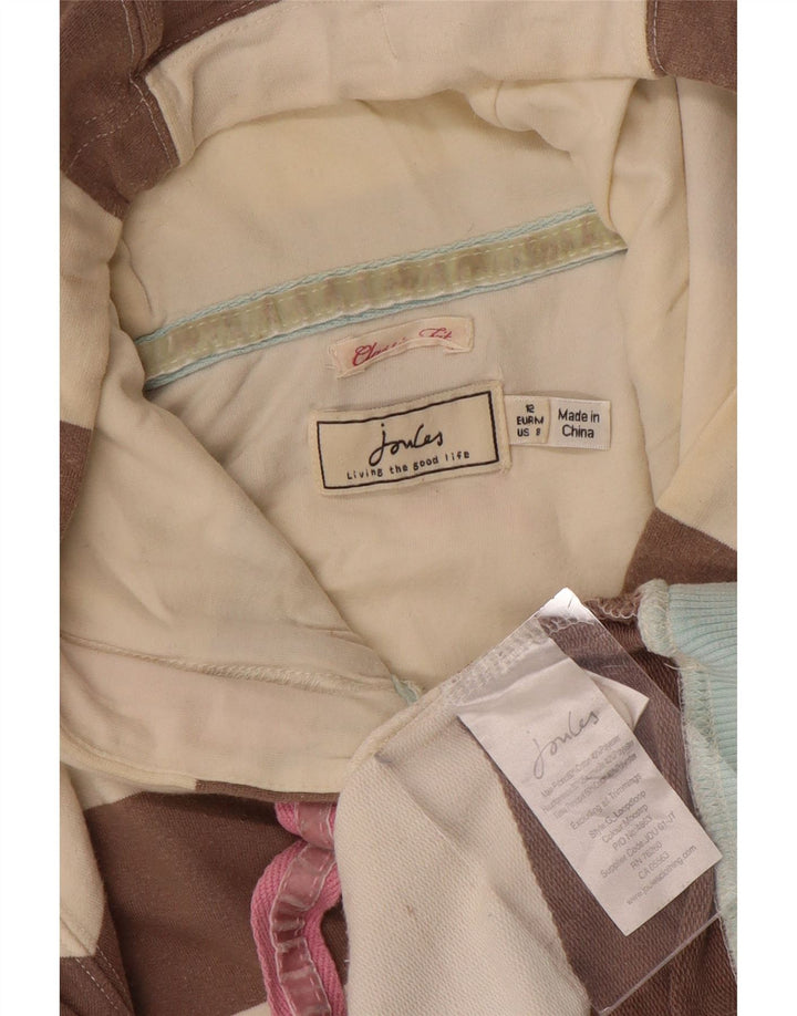 JOULES Pull à capuche coupe classique pour femme UK 12 Marron moyen rayé