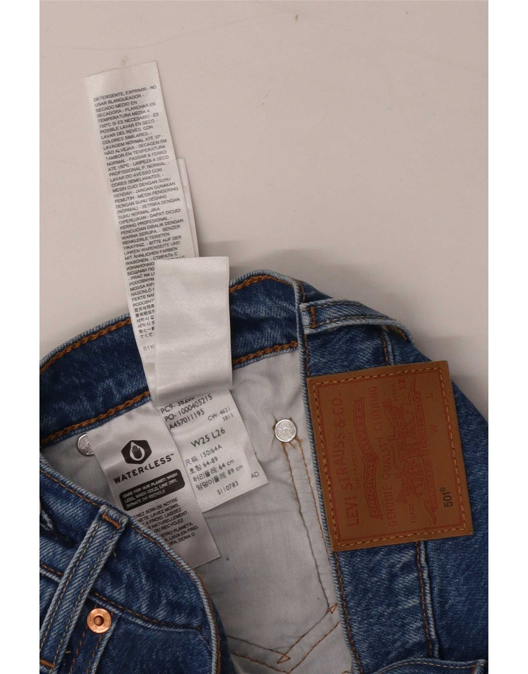 Levi's Jean Droit 501 Femme W25 L26 Bleu Coton