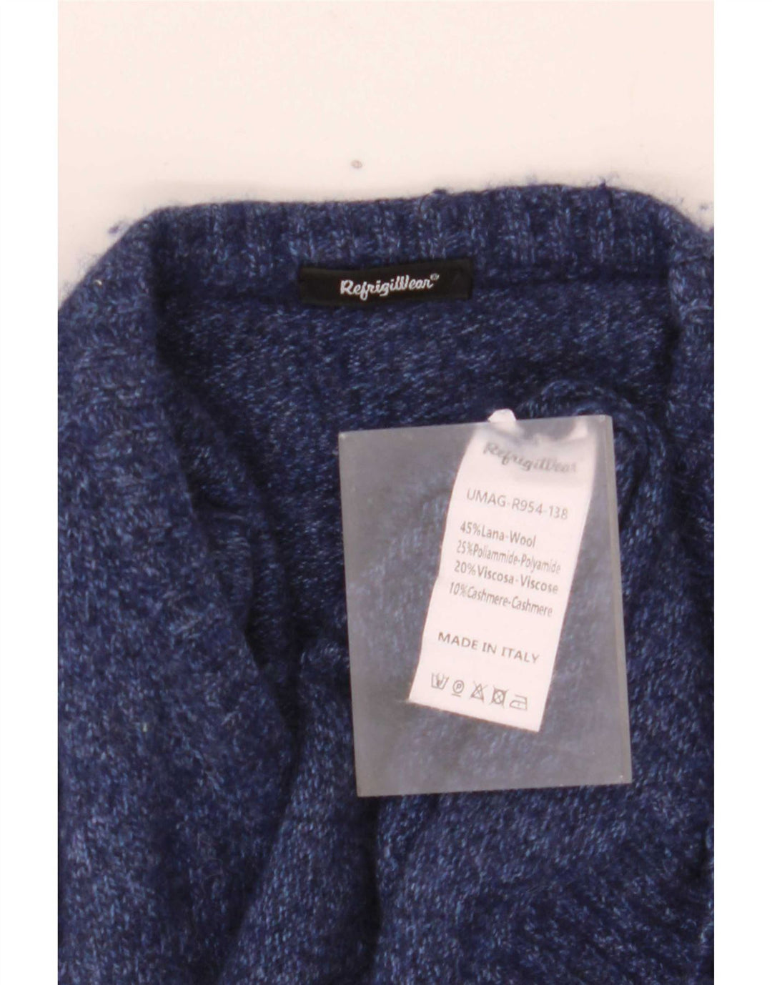 Refrigiwear Pull à col rond pour homme en laine bleu marine moyen