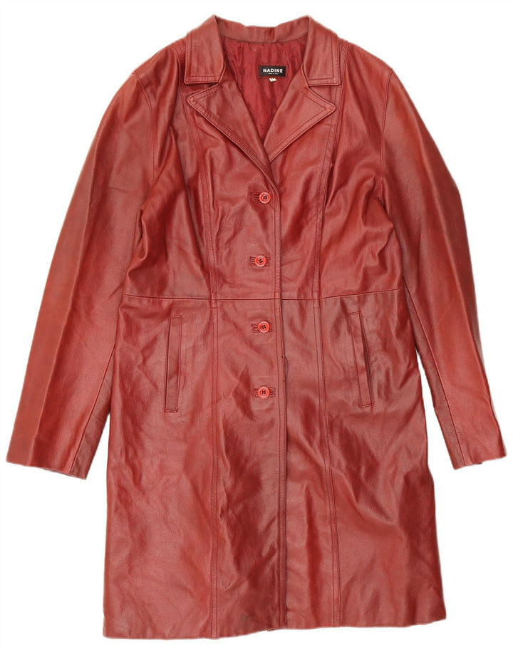 Nadine Manteau en cuir pour femme UK 14 Grand cuir rouge