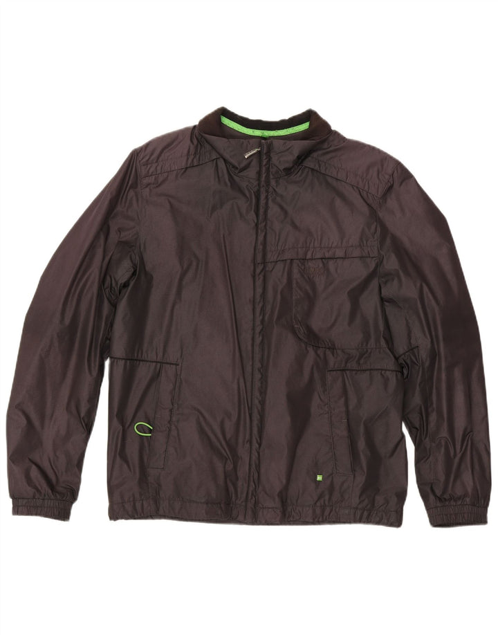 HUGO BOSS Mens Bomber Jacket UK 38 Medium Grey Polyester