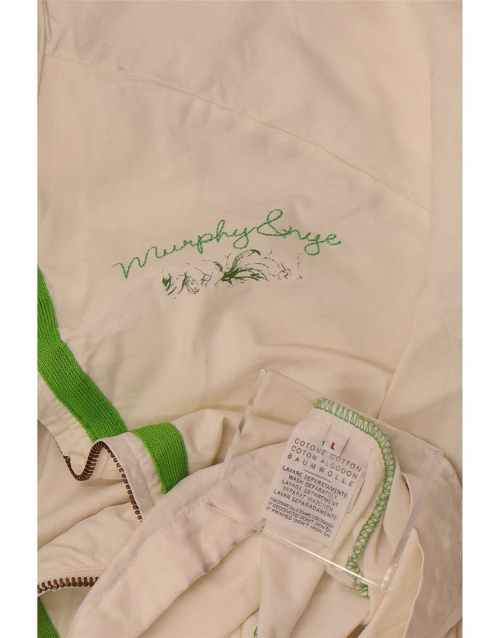 Murphy & Nye Veste bomber graphique pour femme UK 16 Grand coton blanc