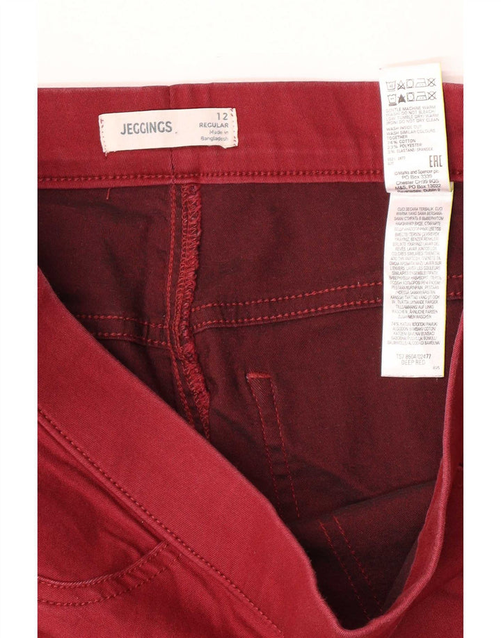 Marks & Spencer Jean Jegging Femme UK 12 Moyen W30 L28 Coton Rouge