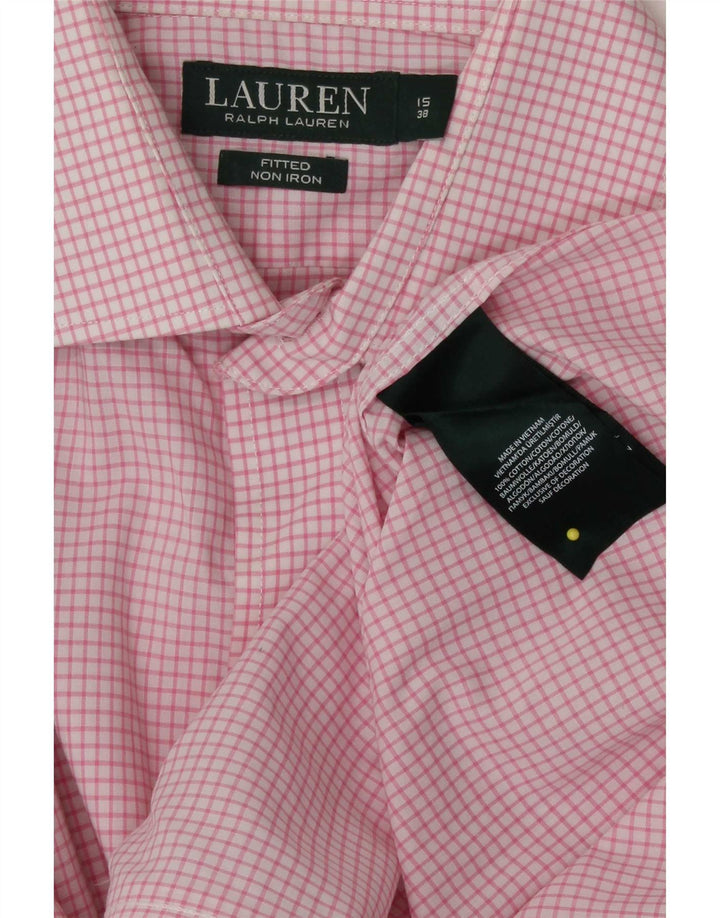 Ralph Lauren Chemise ajustée pour homme Taille 15 38 Coton à carreaux rose moyen