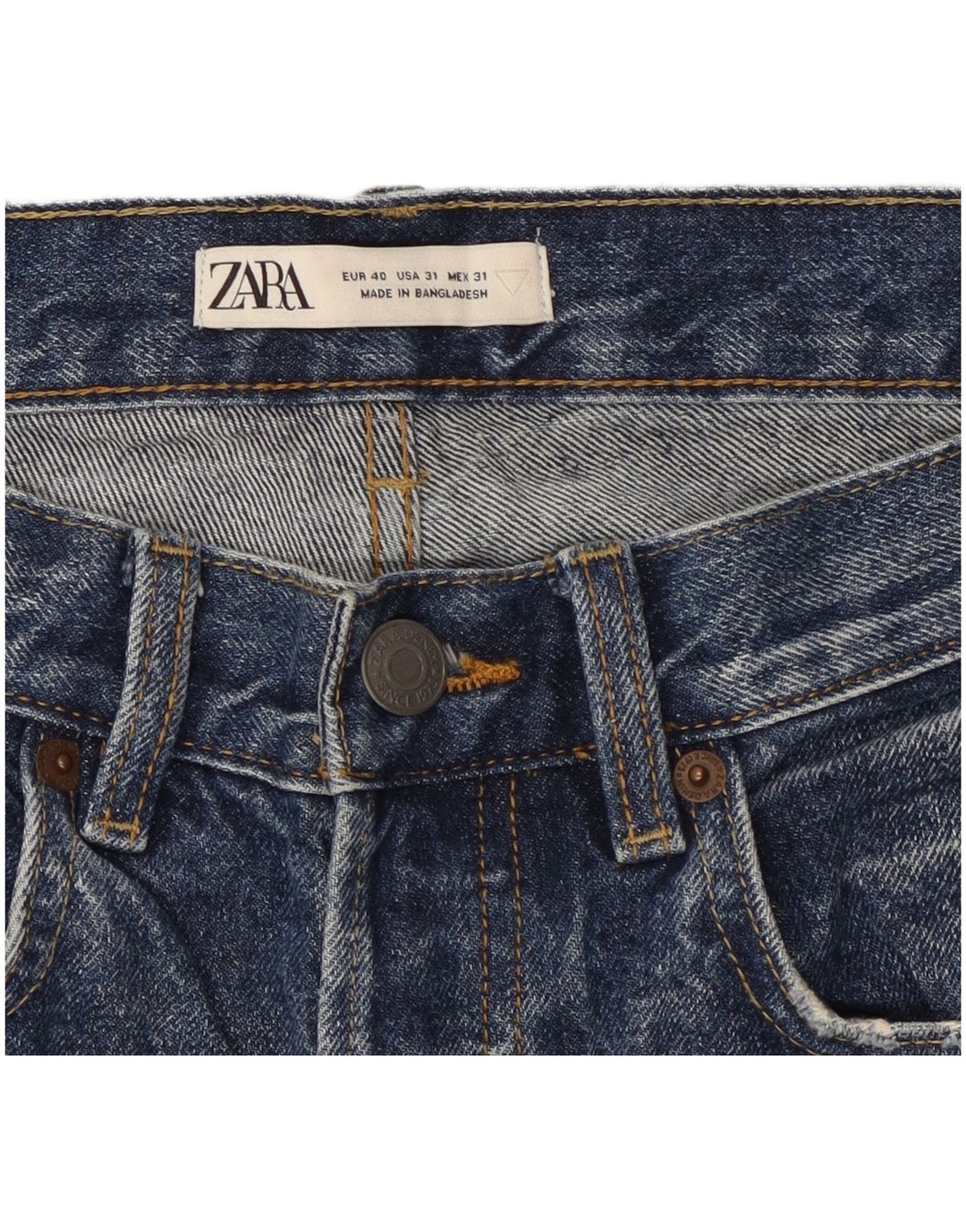 ZARA Jean court fuselé pour homme EU 40 Medium W31 L25 Bleu