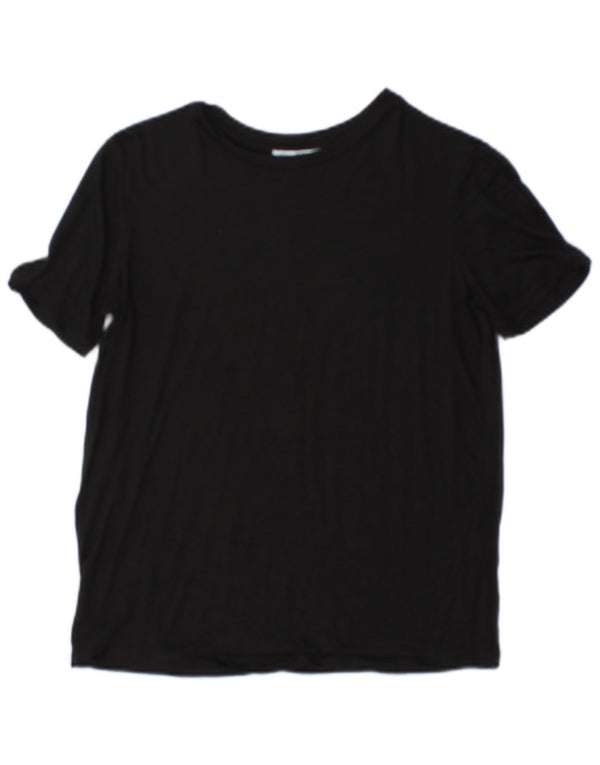 Zara Womens Crop T-Shirt Top UK 10 Petit Viscose Noir