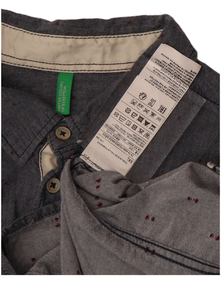 BENETTON Chemise Garçon 13-14 ans 3XL Bleu Marine à Pois Coton