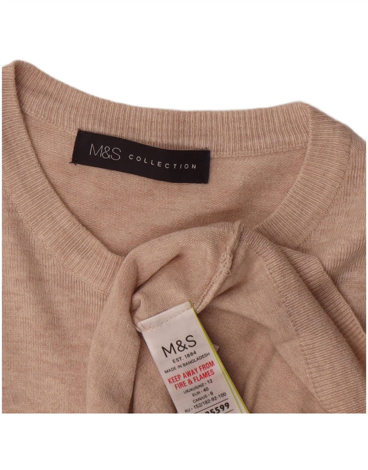 Marks & Spencer Pull cardigan court pour femme UK 12 rose moyen moucheté