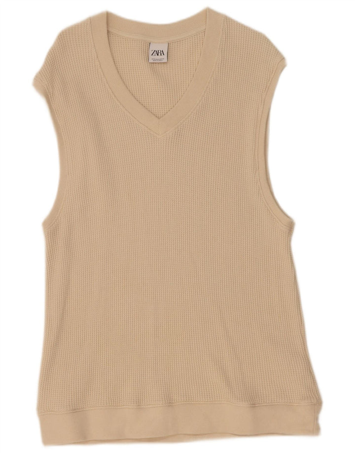 Zara Homme Gilet Débardeur XL Coton Beige