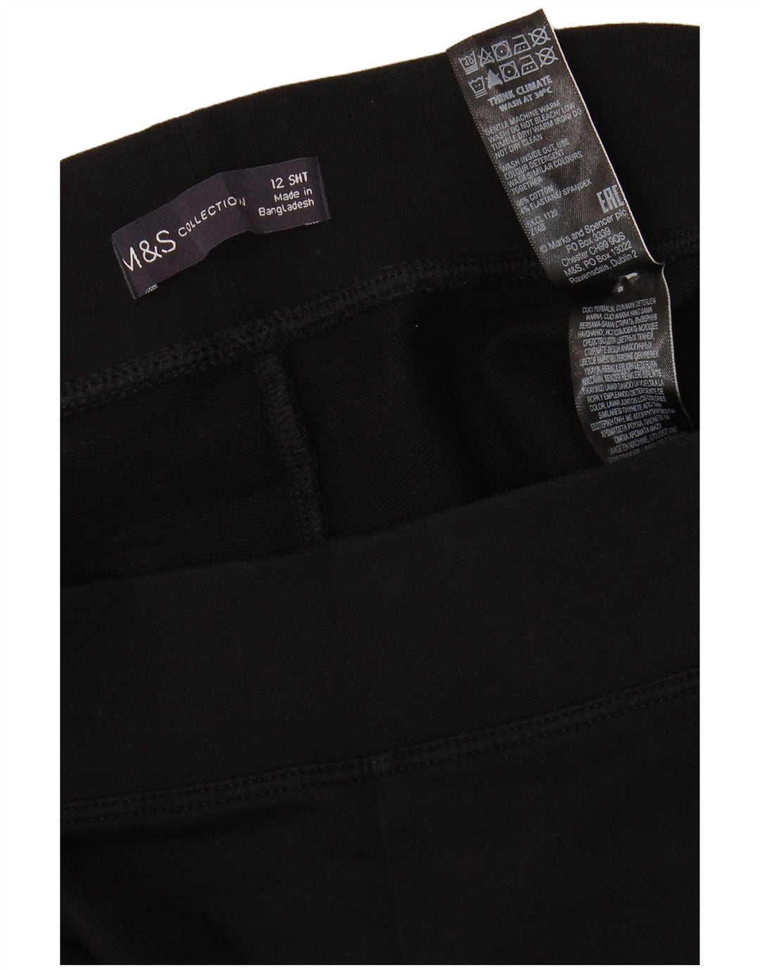 Marks & Spencer Leggings Femme UK 12 Coton Noir Moyen