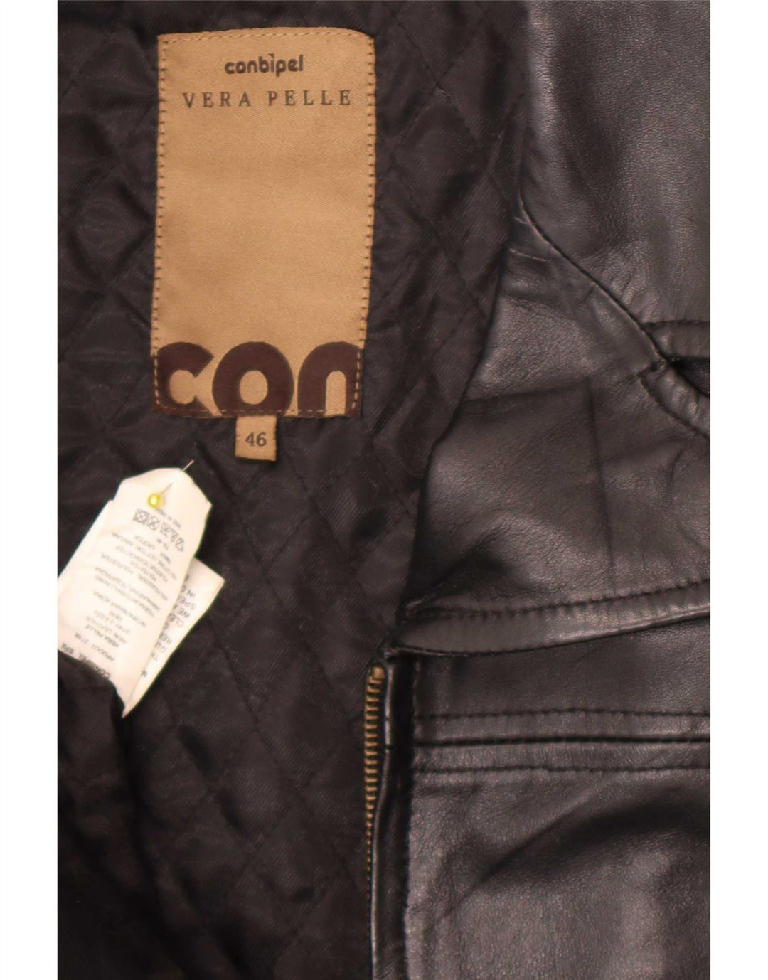 Conbipel Veste en Cuir Femme IT 46 Grand Cuir Noir