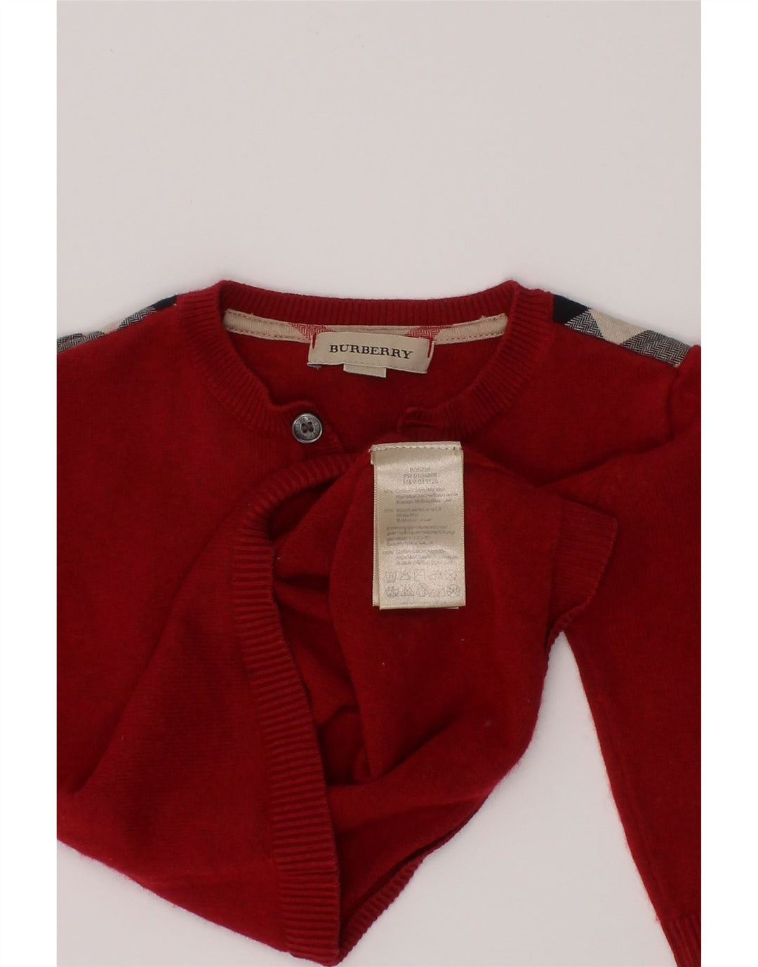 BURBERRY Pull à col boutonné pour bébé garçon 9-12 mois Rouge Colourblock