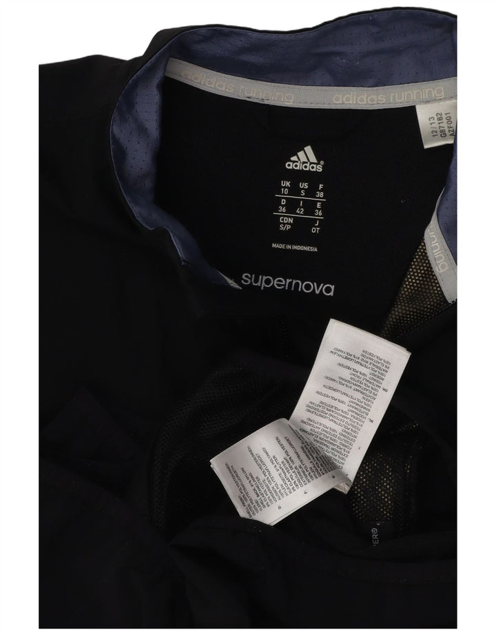 ADIDAS Veste de survêtement de course pour femme UK 10 Petit Noir Polyester