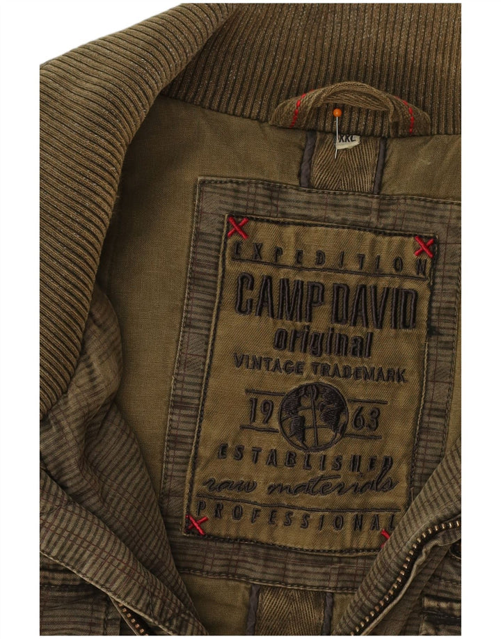 CAMP DAVID Veste Bomber Homme UK 44 2XL Kaki à Carreaux