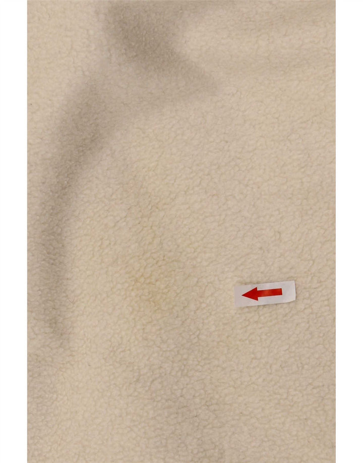 Silvy Pull polaire à col boutonné pour homme Large en polyester Fair Isle blanc cassé