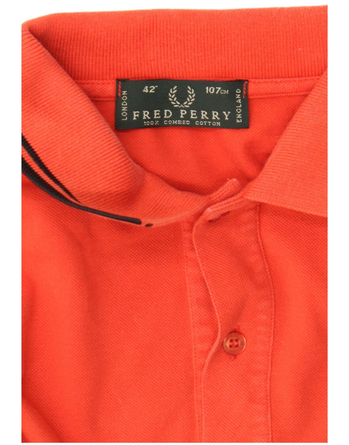 Fred Perry Polo à Manches Longues Homme Orange Moyen Coton
