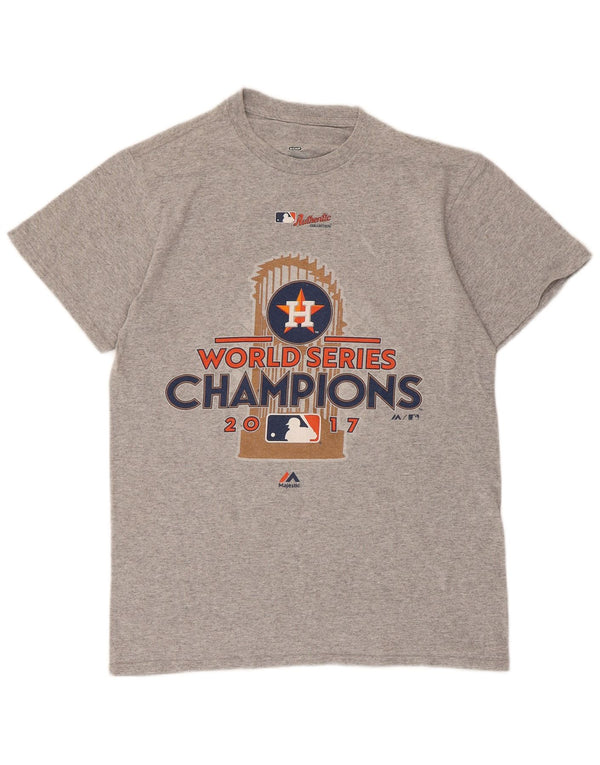 Majestic Hommes Houston Astons T-Shirt Graphique Haut Petit Gris Moucheté Coton