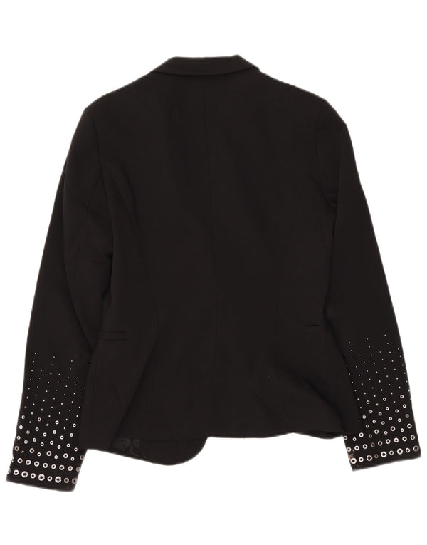 ZARA Femme 1 Bouton Blazer Veste UK 12 Moyen Noir Polyester
