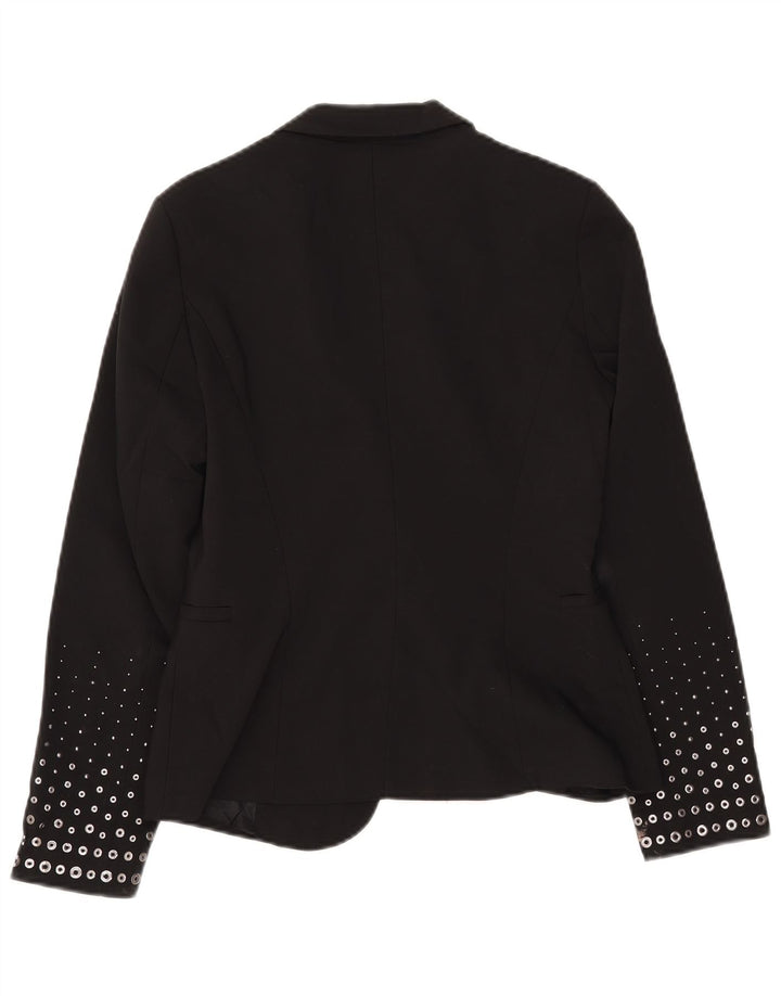 ZARA Femme 1 Bouton Blazer Veste UK 12 Moyen Noir Polyester