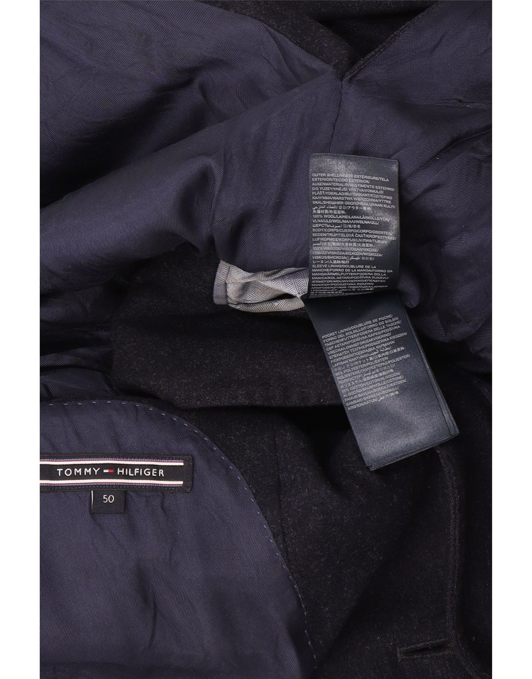 Tommy Hilfiger Veste blazer à 2 boutons pour homme IT 50 Grande laine bleu marine