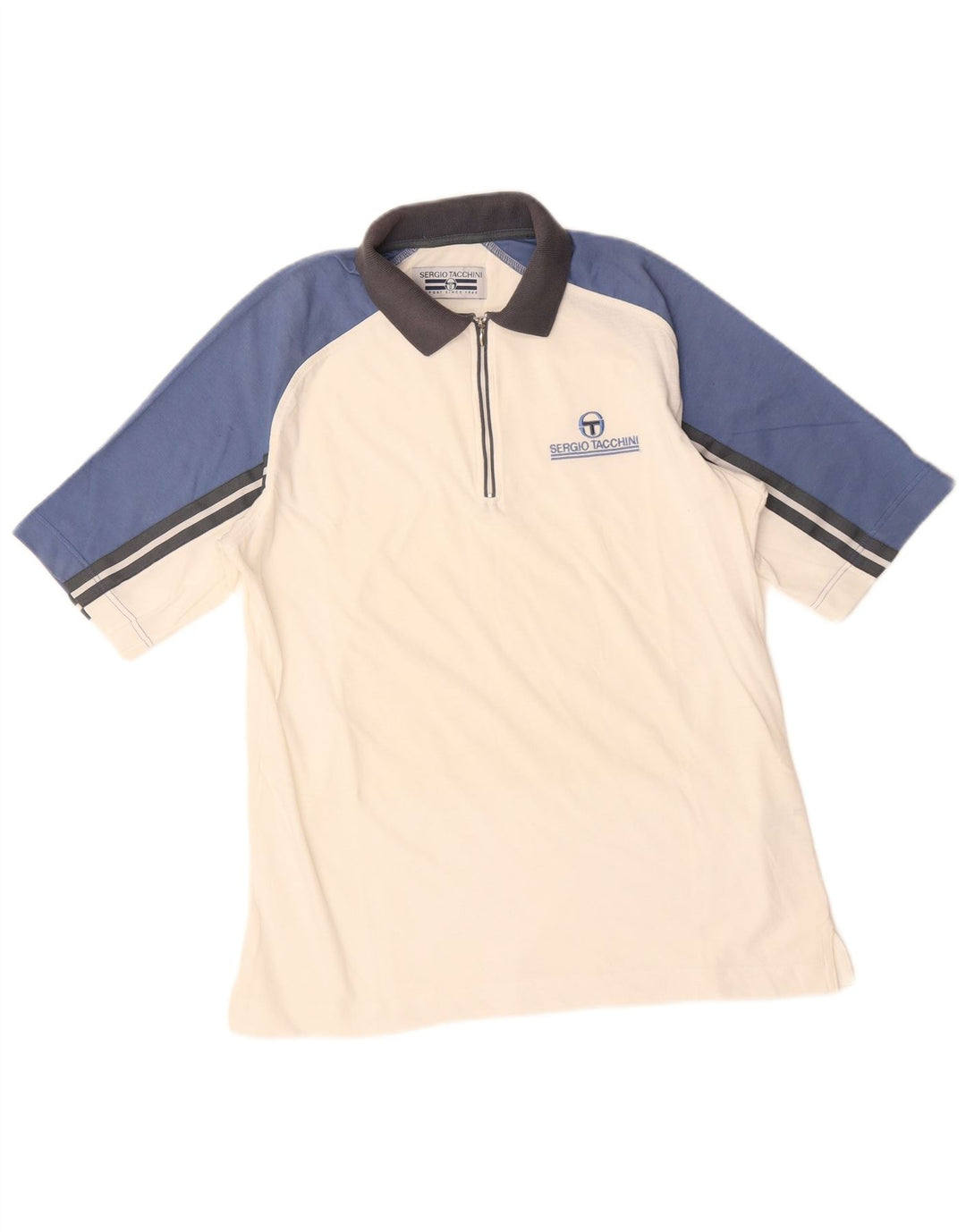 SERGIO TACCHINI Polo Homme Blanc Moyen Colourblock Coton