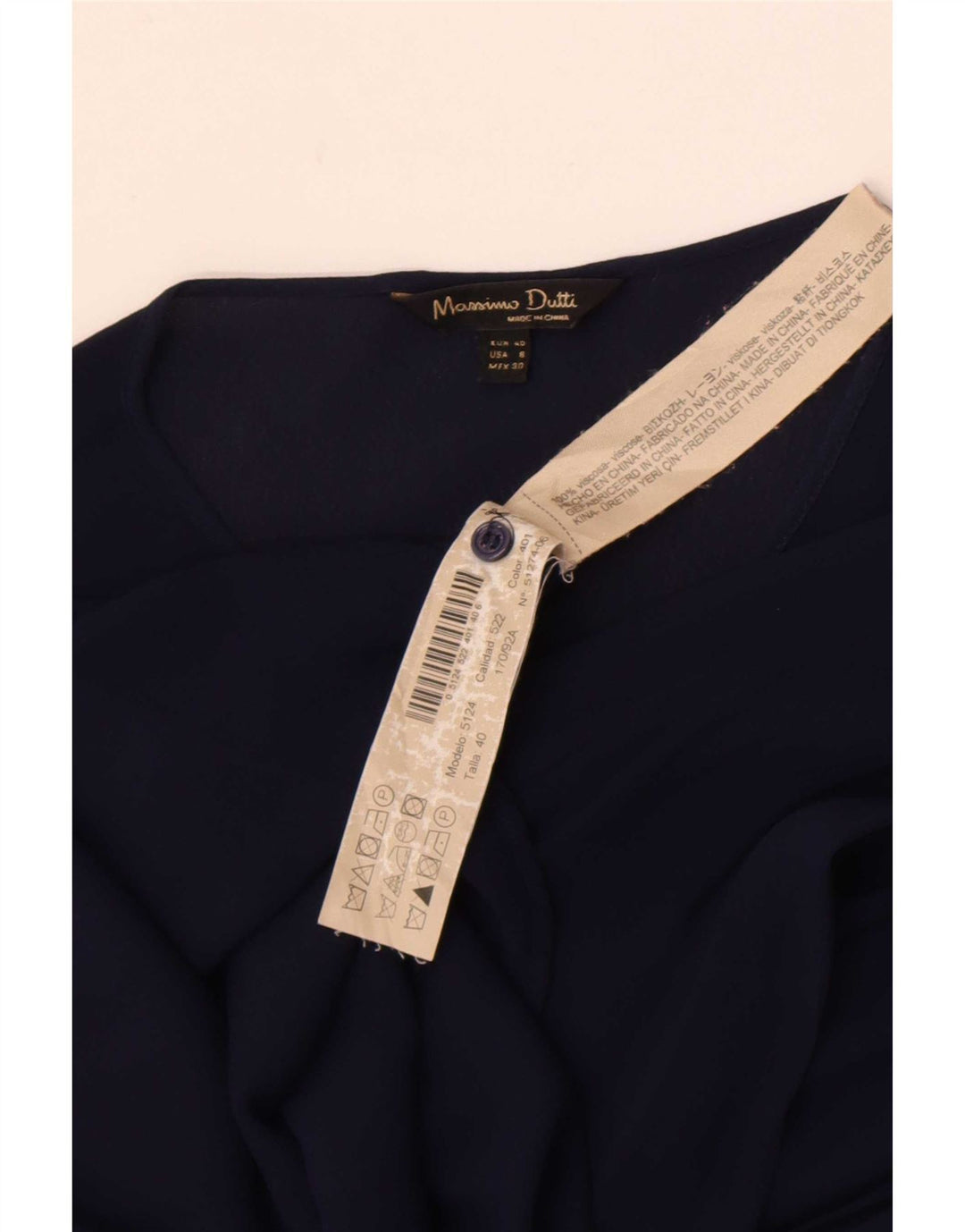 Massimo Dutti Chemisier Femme EU 40 Bleu Marine Moyen Viscose