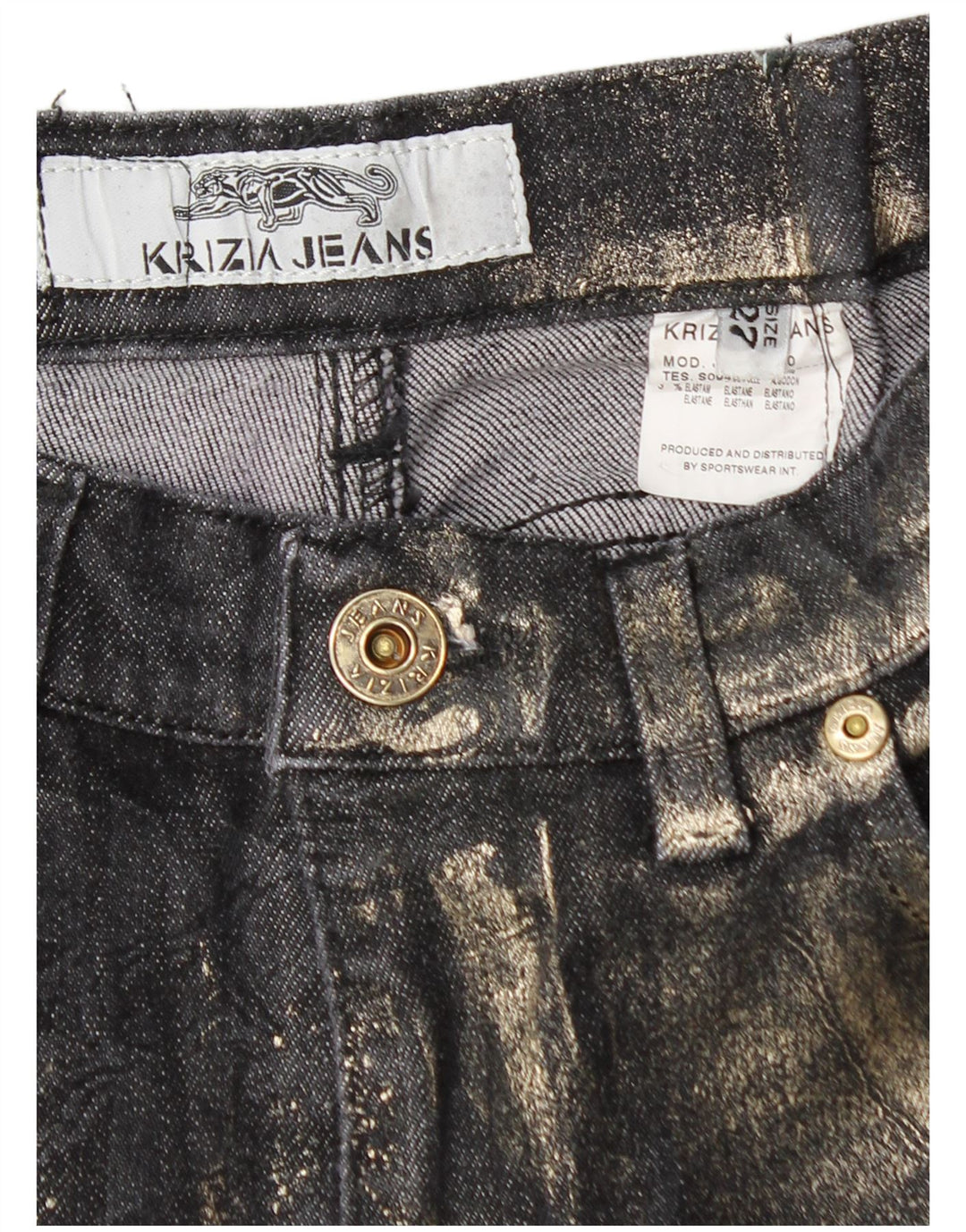 Krizia Jean Bootcut Graphique Femme W27 L29 Bleu Marine Coton