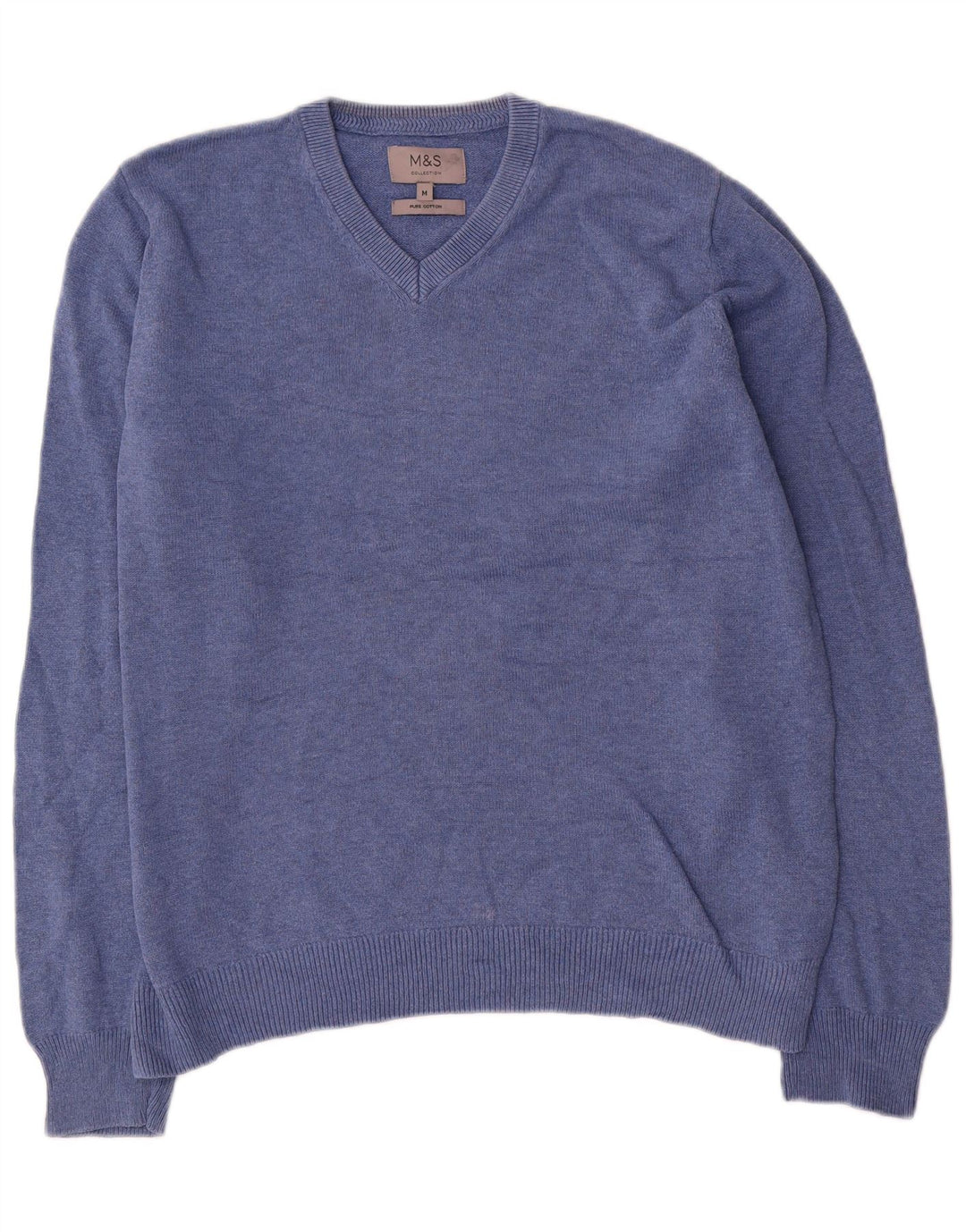 Marks & Spencer Pull Col V Homme Bleu Moyen Coton