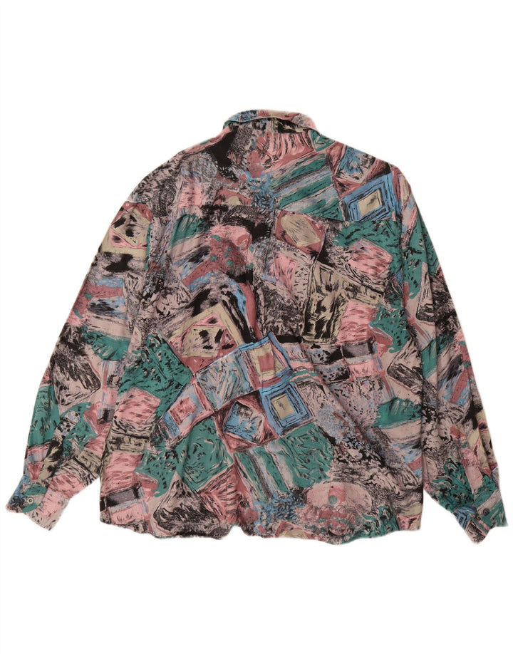 vintage Mens Abstract Pattern Shirt Taille 41/42 Grande Viscose Multicolore
