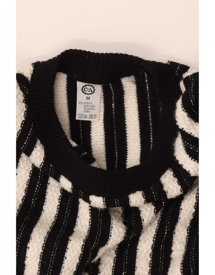 C&A Pull ras du cou pour femme UK 14 Acrylique rayé noir moyen